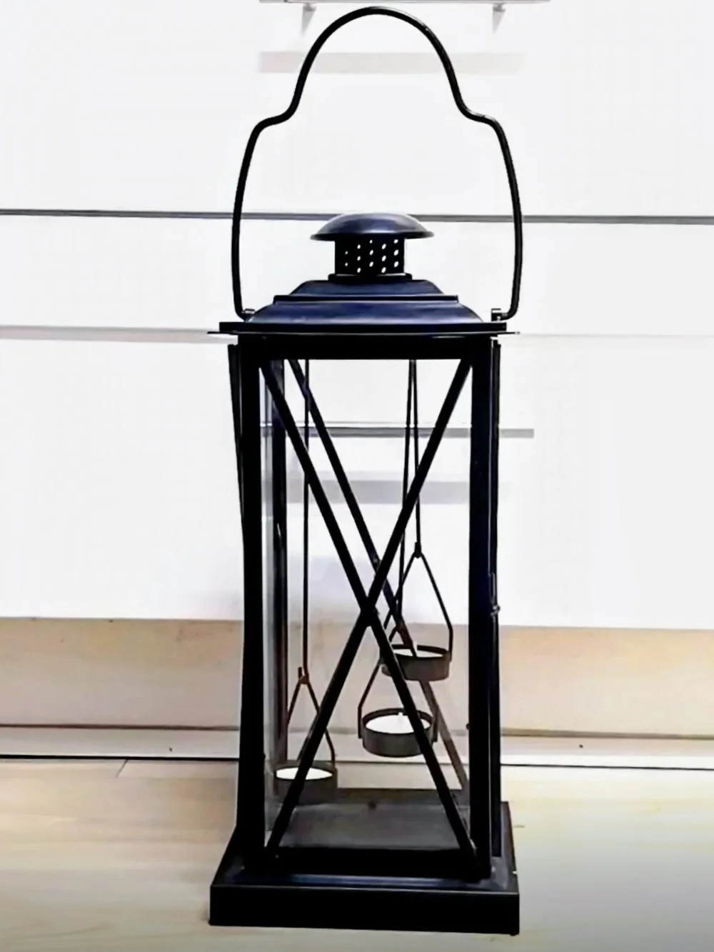Classic Black Metal Lantern with Handle - Home Accents